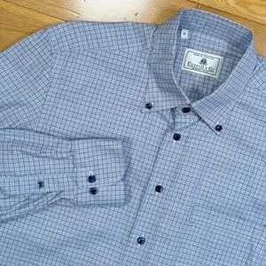 Carroll Co Beverly Hills Blue Plaid Button Down Dress Shirt Size M Made in Italy